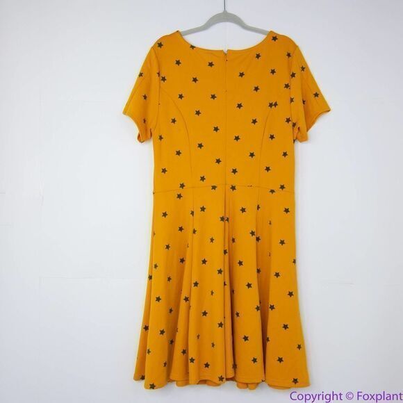 Unique Vintage Gwynnie Bee‎ Yellow Star Print Fit-And-Flare Dress, XL - Picture 5 of 15